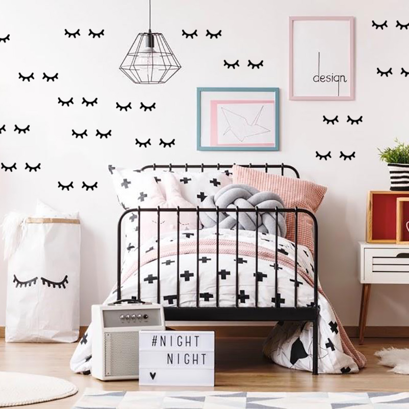 Baby Girl Nursery Quotes - 子供部屋用のまつ毛ウォールステッカー,かわいい,赤ちゃんの部屋用,女の子用の北欧の装飾