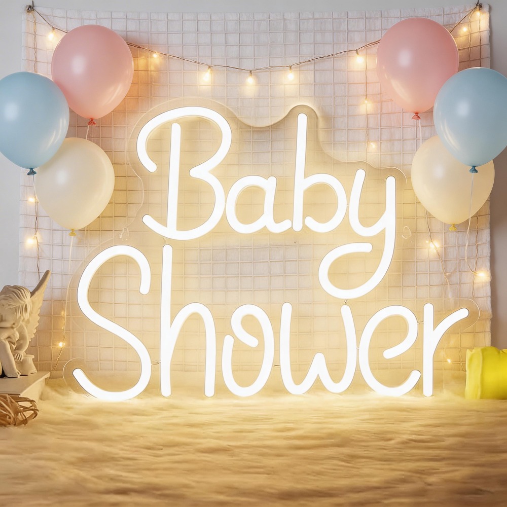 ベビーシャワーLEDネオンサイン、USB調光式ネオンライト、 - Baby Nursery Wall Lights のレビューと価格