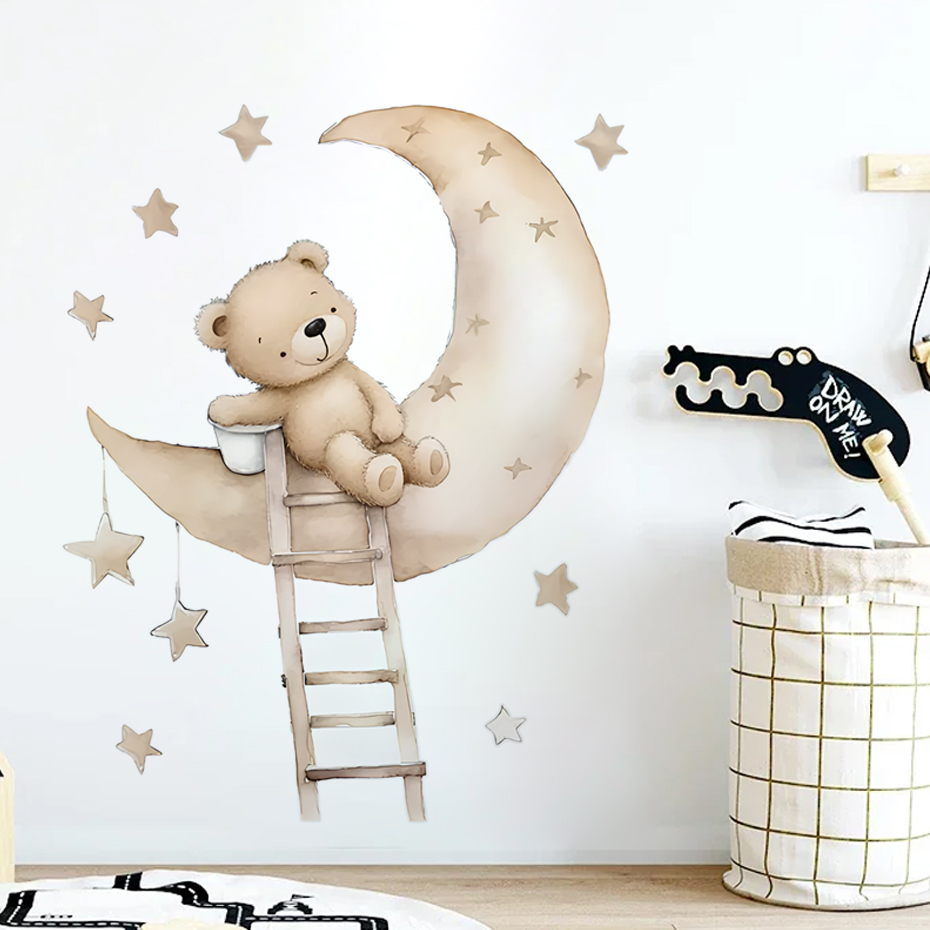 かわいいクマスタークラウドウォールステッカーキッズルームガー - Baby Nursery Decor Girl のレビューと価格