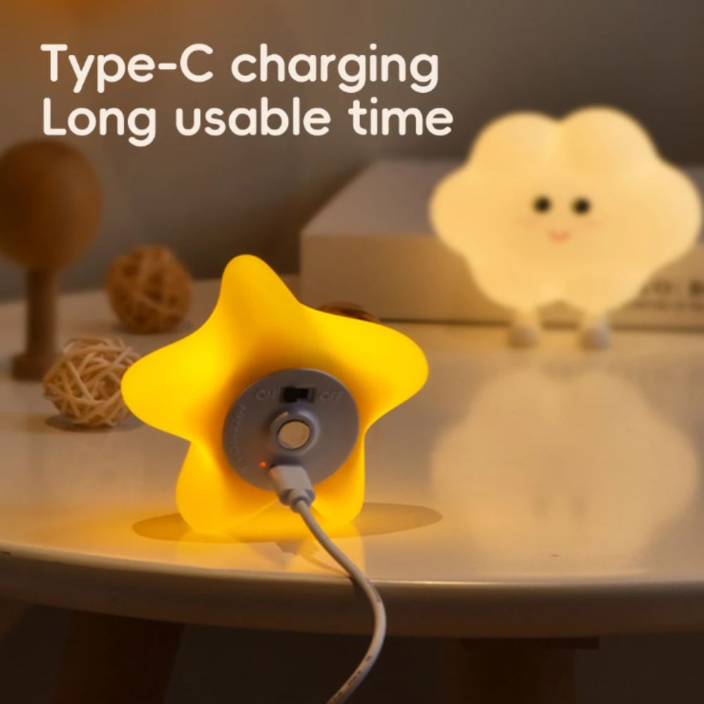 かわいいシリコン製ナイトライト、充電式スターコンプクラウドム - Baby Nursery Wall Lights のレビューと価格