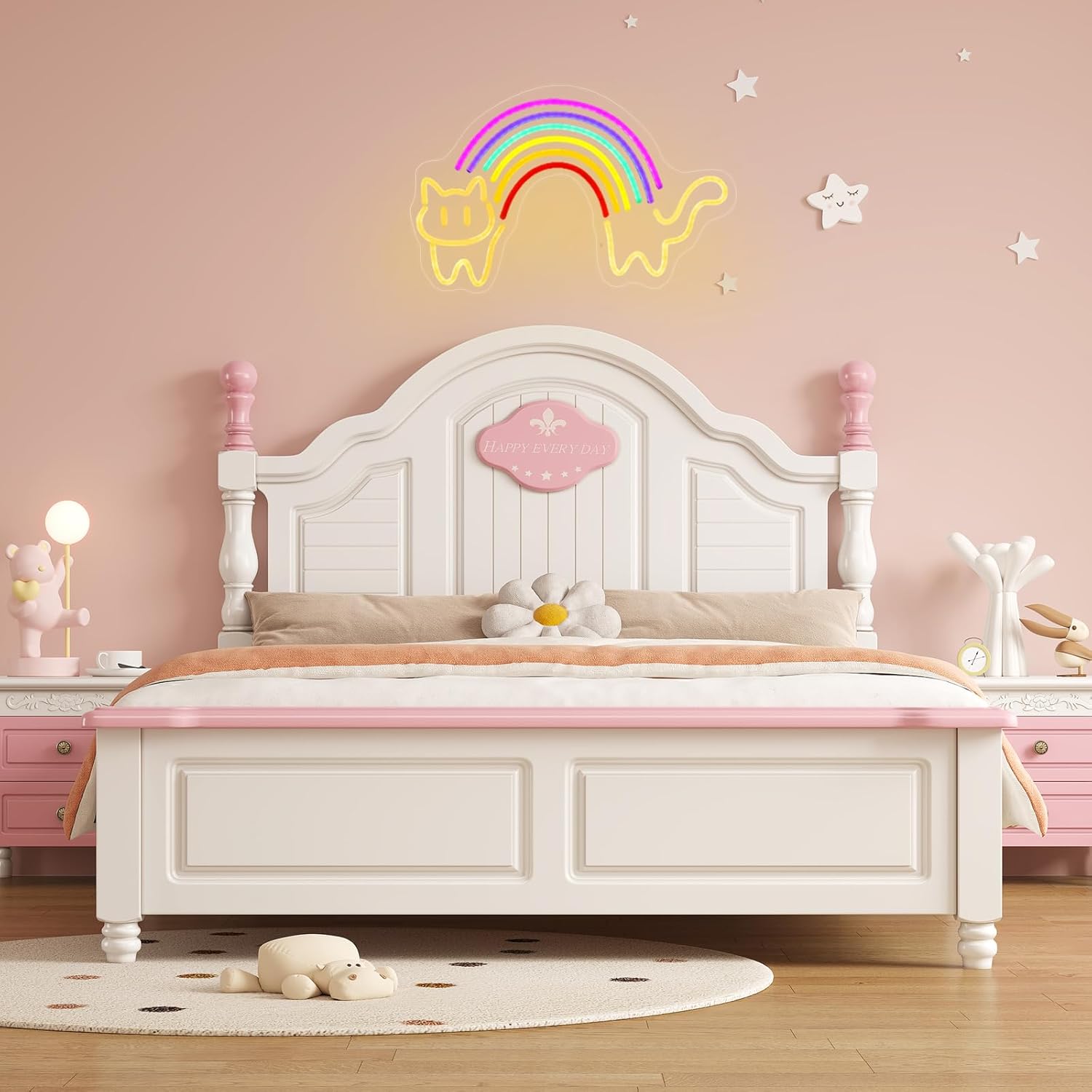 レインボーキャットネオンサイン かわいい猫ネオンライト US - Baby Nursery Wall Lights のレビューと価格