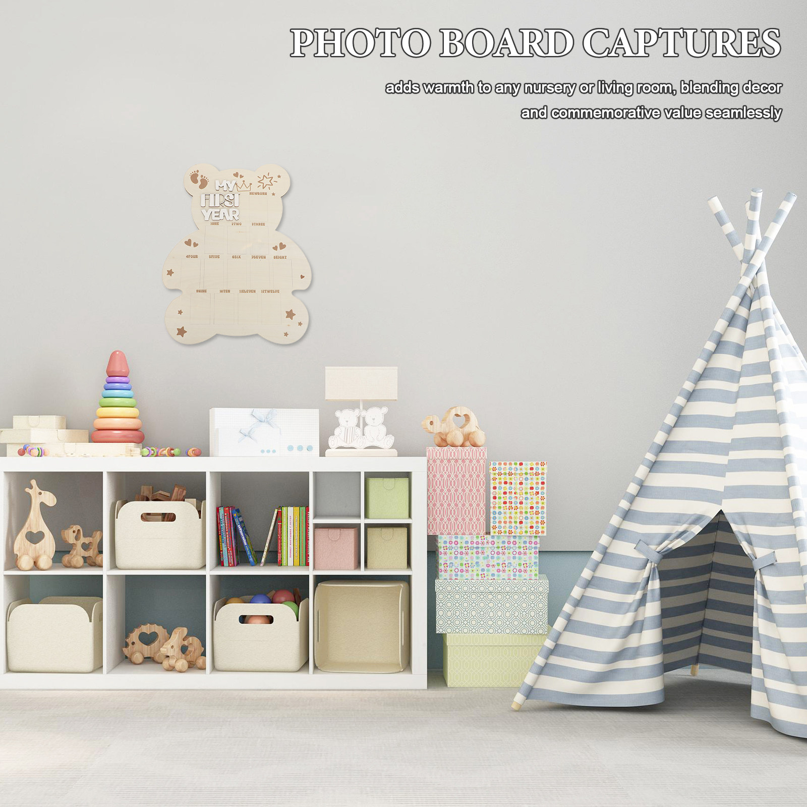 新生児写真ボード、木製ベビーフォトフレーム、1歳のお祝い写真 - Baby Nursery Frames のレビューと価格