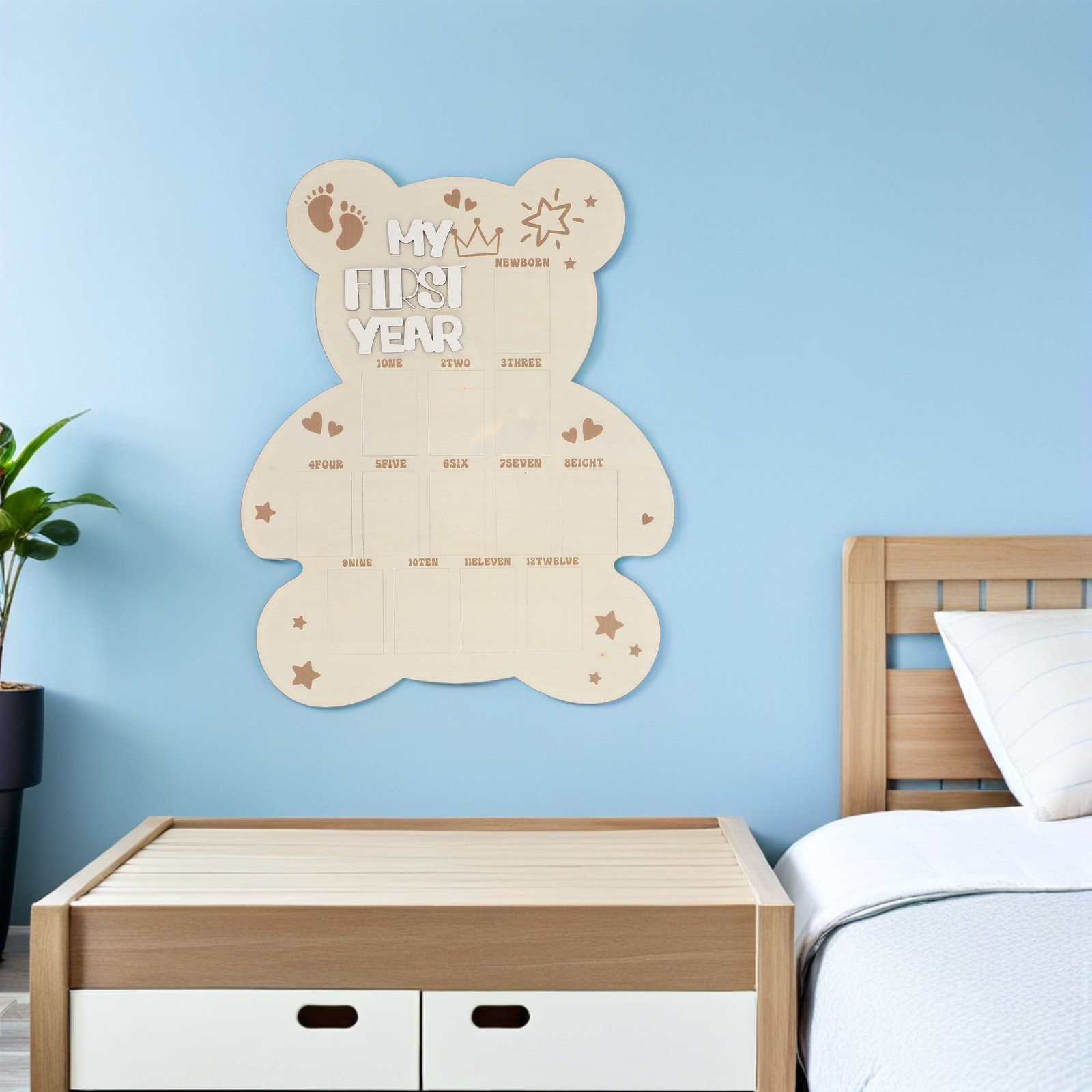 新生児写真ボード、木製ベビーフォトフレーム、1歳のお祝い写真 - Baby Nursery Frames のレビューと価格